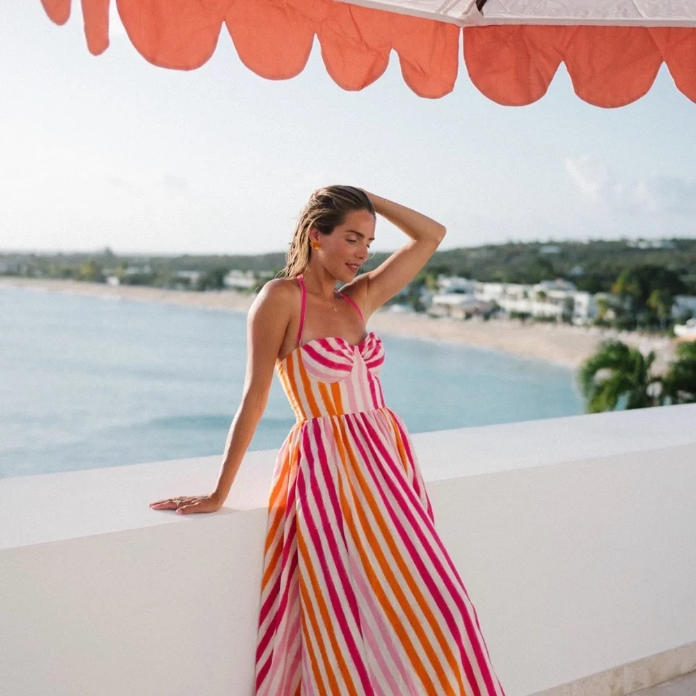 Emporio Sirenuse
Ikat stripes Johanna strapless lace-up midi dress - Picture 2 of 7